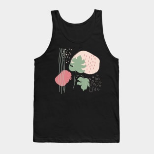 Abstract shapes lines dots and tropical monstera leaves digital design illustration Tank Top